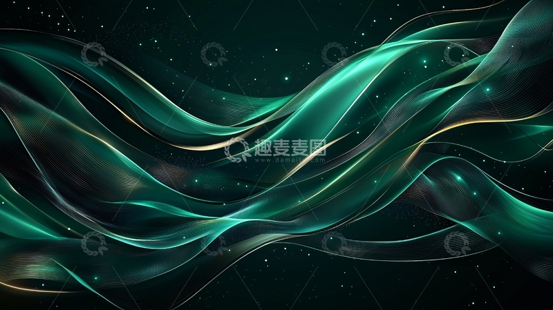 高清大图下载【趣麦麦图】绿色流动曲线