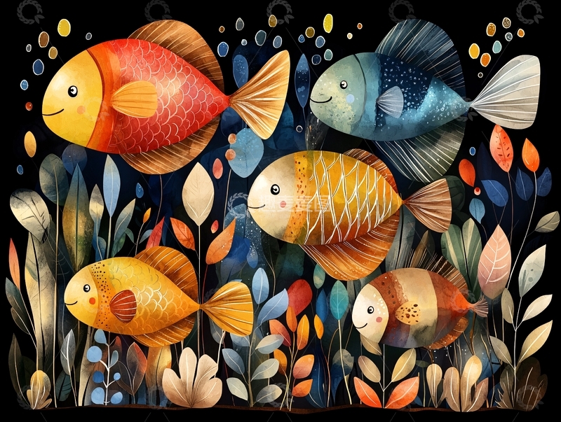 高清大图下载【趣麦麦图】色彩鲜艳的鱼群