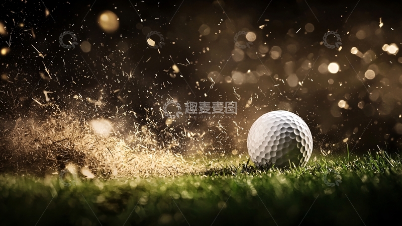 高清大图下载【趣麦麦图】高尔夫球在草地上闪耀着光芒