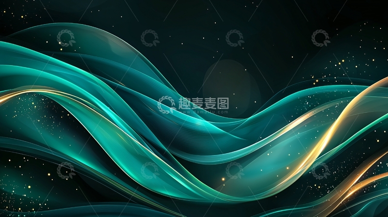 高清大图下载【趣麦麦图】流动绿色丝绸质感背景