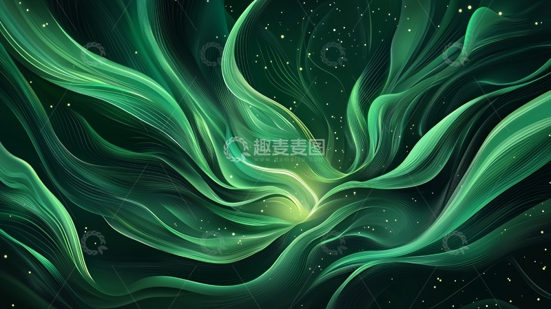 高清大图下载【趣麦麦图】绿色抽象流动光线