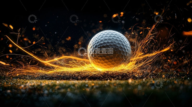 高清大图下载【趣麦麦图】高尔夫球飞驰带火花