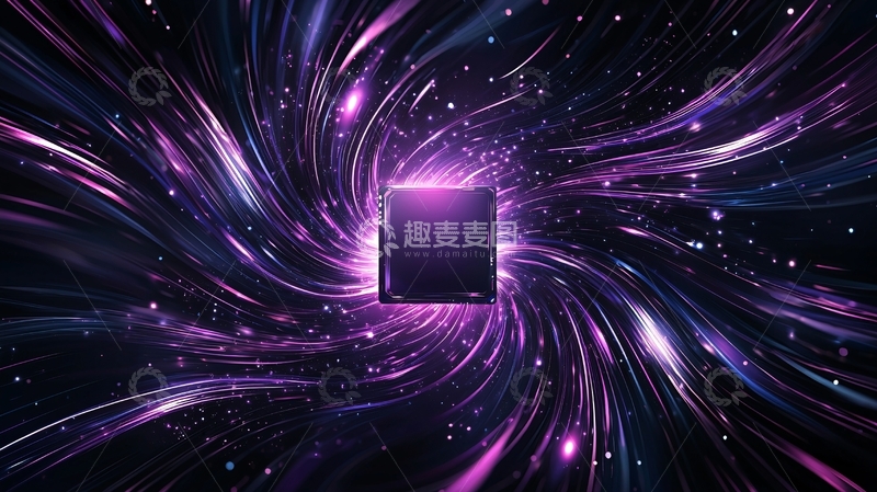 高清大图下载【趣麦麦图】科技感星空隧道中的芯片
