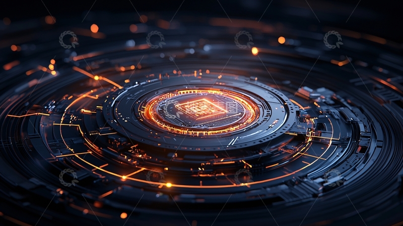 高清大图下载【趣麦麦图】科技感中心发光圆环