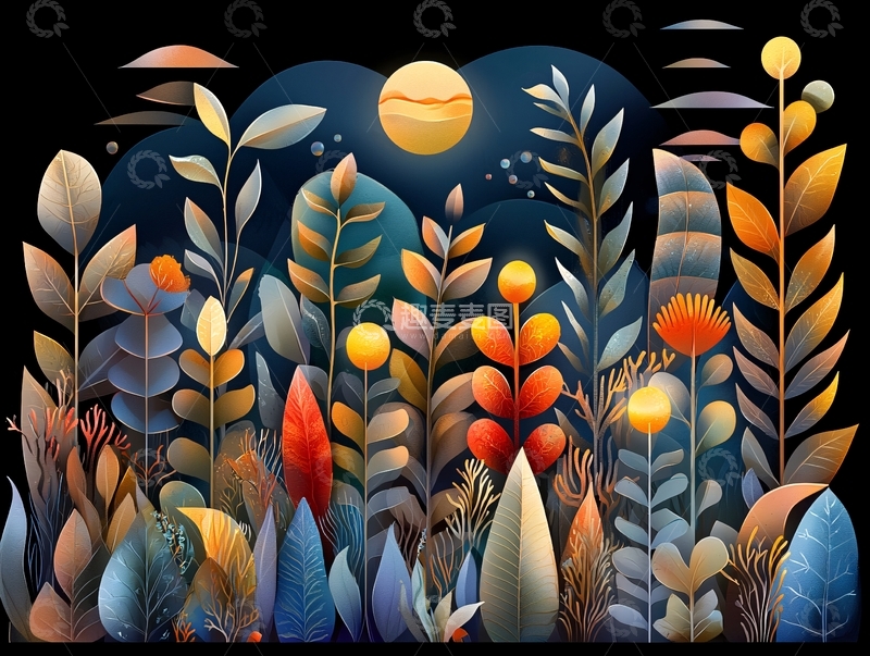 高清大图下载【趣麦麦图】色彩鲜艳的抽象植物