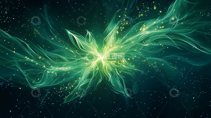 高清大图下载【趣麦麦图】绿色能量爆发的抽象图案