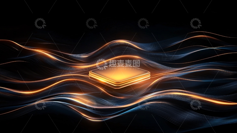 高清大图下载【趣麦麦图】科技感芯片金色光芒