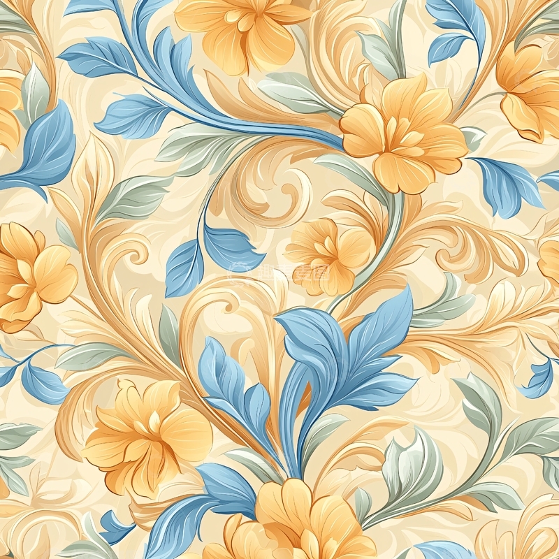 高清大图下载【趣麦麦图】花卉涡纹图案