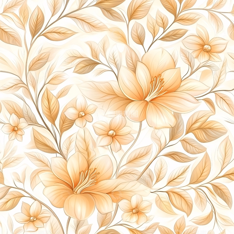 高清大图下载【趣麦麦图】金色花朵树叶的背景