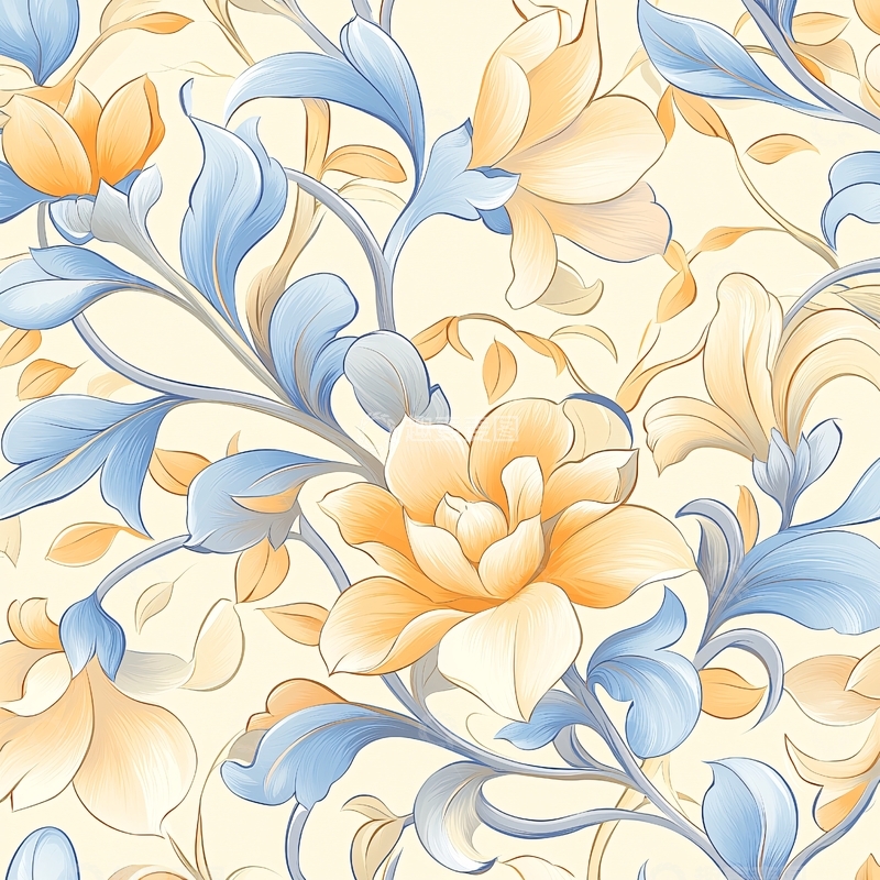 高清大图下载【趣麦麦图】淡雅花卉图案壁纸