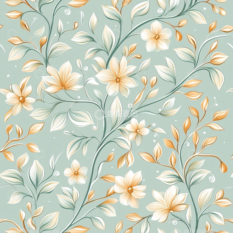 高清大图下载【趣麦麦图】浅色背景上的花卉图案