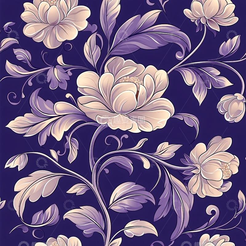 高清大图下载【趣麦麦图】紫色花卉图案壁纸