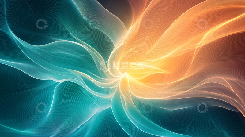 高清大图下载【趣麦麦图】抽象蓝色橙色光线
