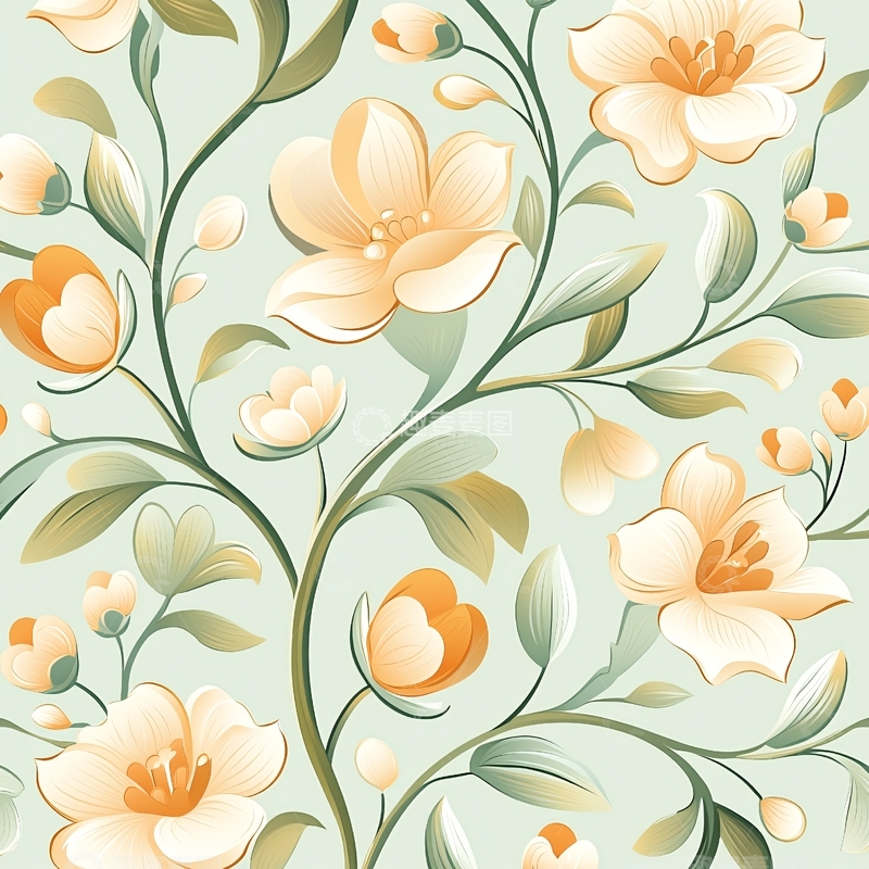 高清大图下载【趣麦麦图】淡雅花卉图案背景