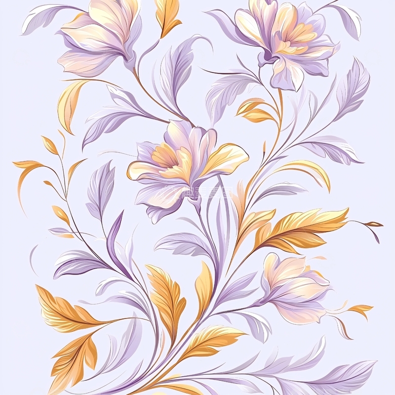 高清大图下载【趣麦麦图】淡紫色花卉图案