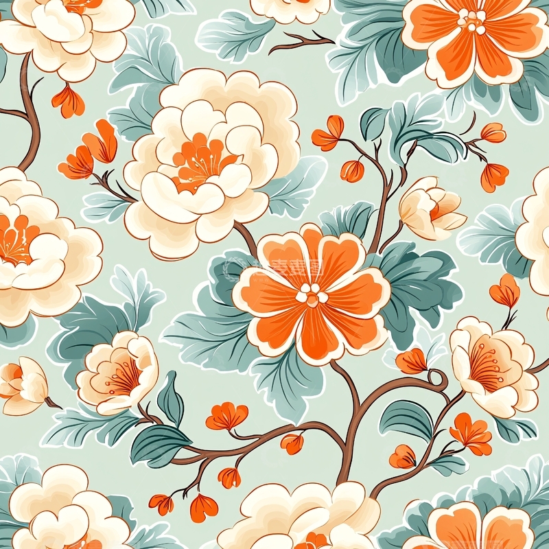 高清大图下载【趣麦麦图】米色橙色花朵