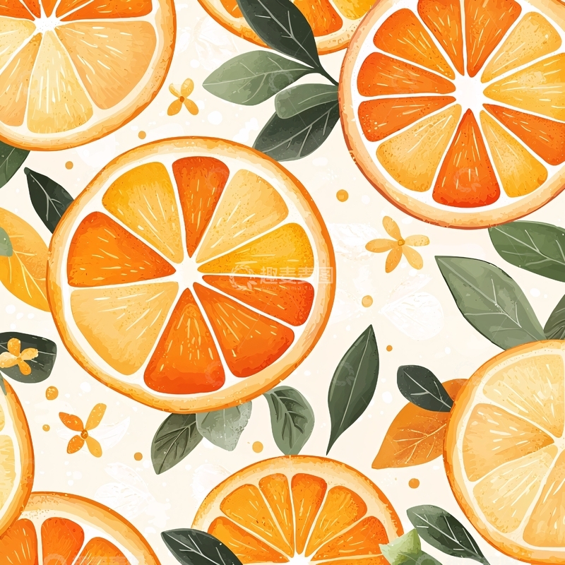 高清大图下载【趣麦麦图】橙子切片图案背景