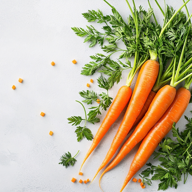 高清大图下载【趣麦麦图】新鲜胡萝卜与绿叶静物