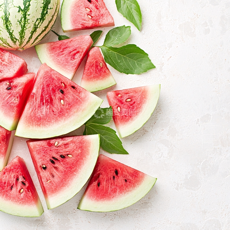 高清大图下载【趣麦麦图】新鲜多汁的西瓜切片