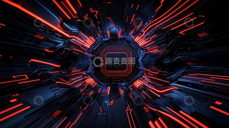 高清大图下载【趣麦麦图】科技感芯片光束发散