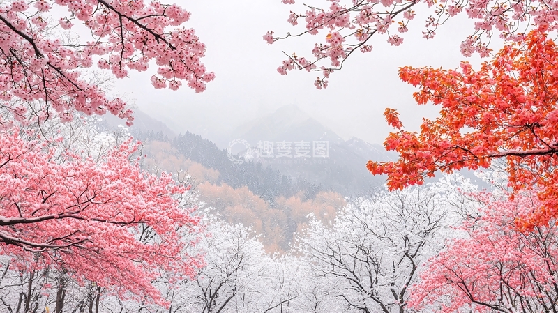 高清大图下载【趣麦麦图】粉色红色花朵