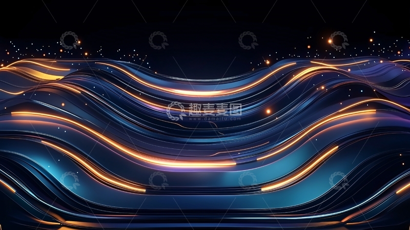 高清大图下载【趣麦麦图】科技感蓝色光线波浪