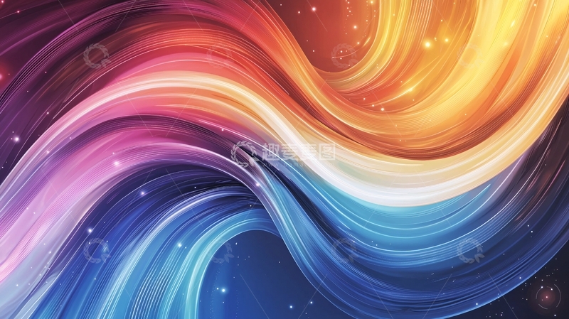 高清大图下载【趣麦麦图】彩色流动线条背景