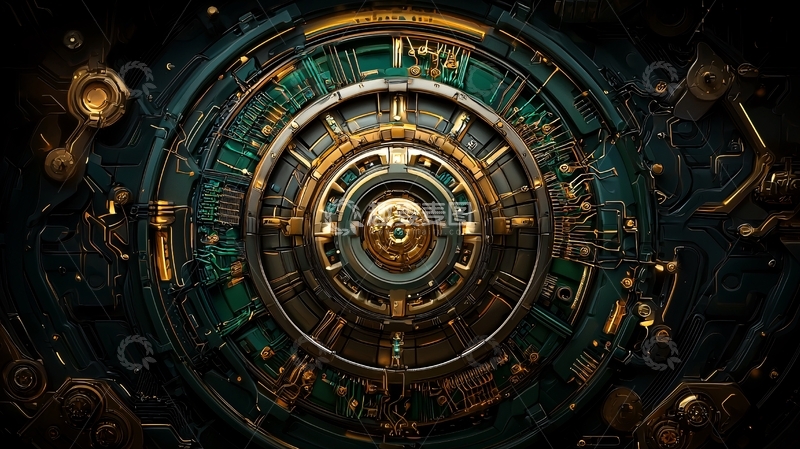 高清大图下载【趣麦麦图】圆形复古机械装置