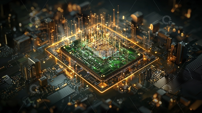 高清大图下载【趣麦麦图】芯片电路板发光特效图
