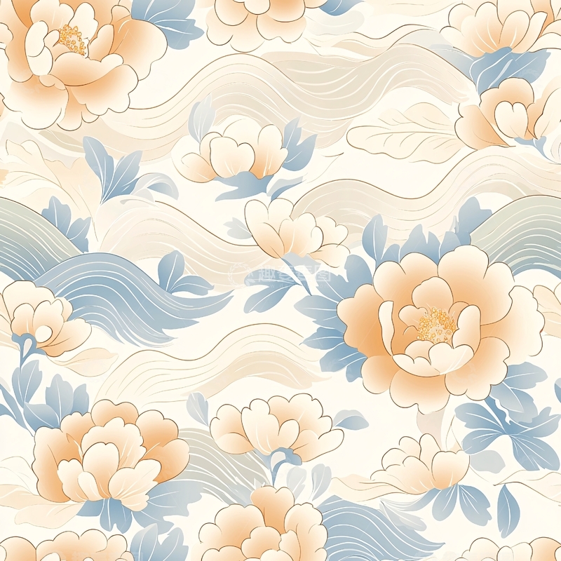 高清大图下载【趣麦麦图】淡雅牡丹花纹背景