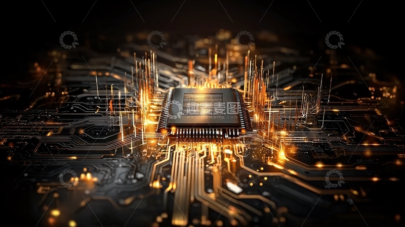 高清大图下载【趣麦麦图】芯片电路板高科技光晕感