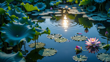 荷塘月色夏日阳光