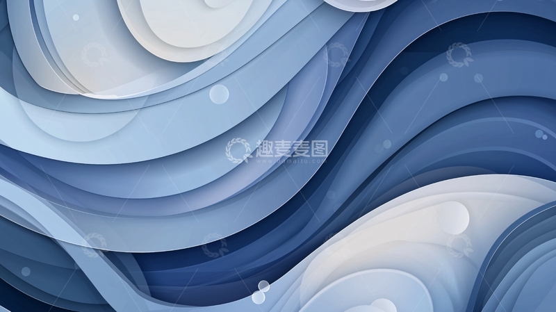 高清大图下载【趣麦麦图】蓝色波浪纸艺背景