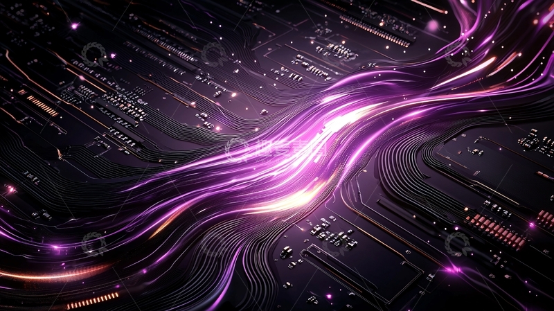 高清大图下载【趣麦麦图】紫色科技感光束背景