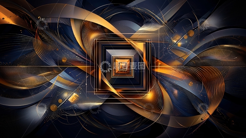 高清大图下载【趣麦麦图】抽象艺术金蓝色漩涡
