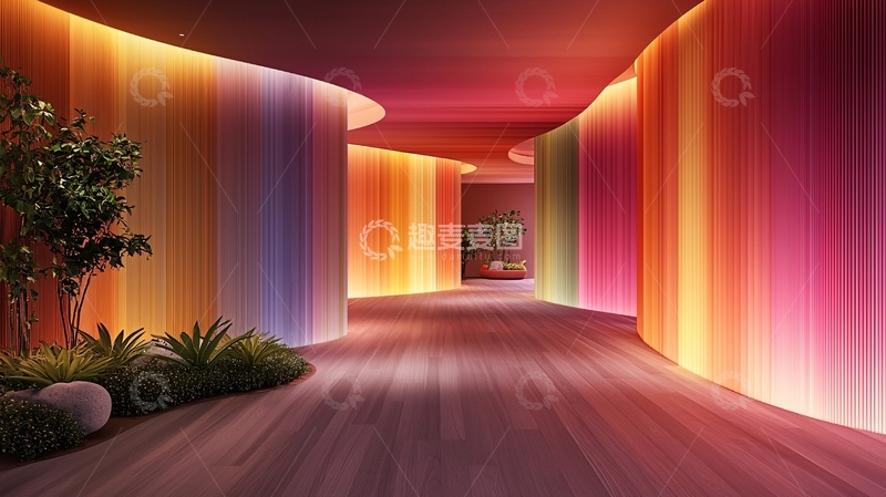 高清大图下载【趣麦麦图】色彩斑斓的室内走廊