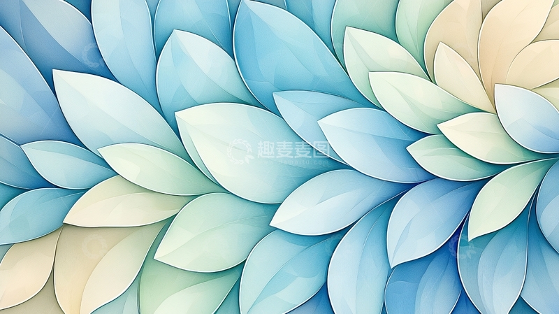 高清大图下载【趣麦麦图】蓝色渐变花瓣图案