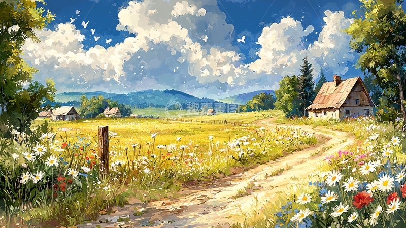 高清大图下载【趣麦麦图】田园风光小屋