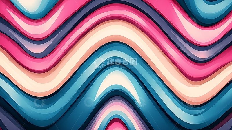 高清大图下载【趣麦麦图】波浪形的彩色抽象背景