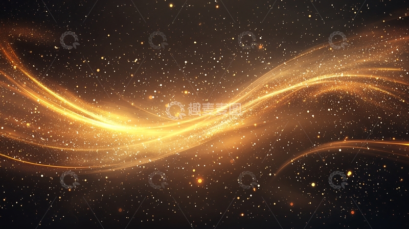 高清大图下载【趣麦麦图】金色星空光线背景