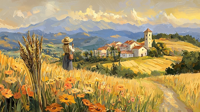 高清大图下载【趣麦麦图】田野乡村风景画