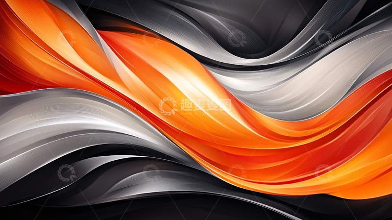 高清大图下载【趣麦麦图】抽象橙色灰色流动曲线