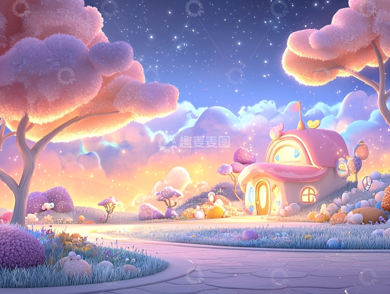 高清大图下载【趣麦麦图】童话风格的房子和风景