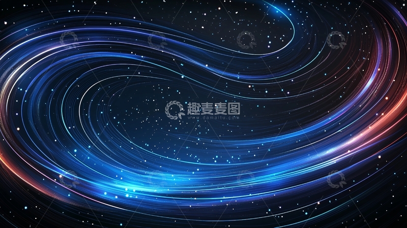 高清大图下载【趣麦麦图】蓝色光线交织的星空背景