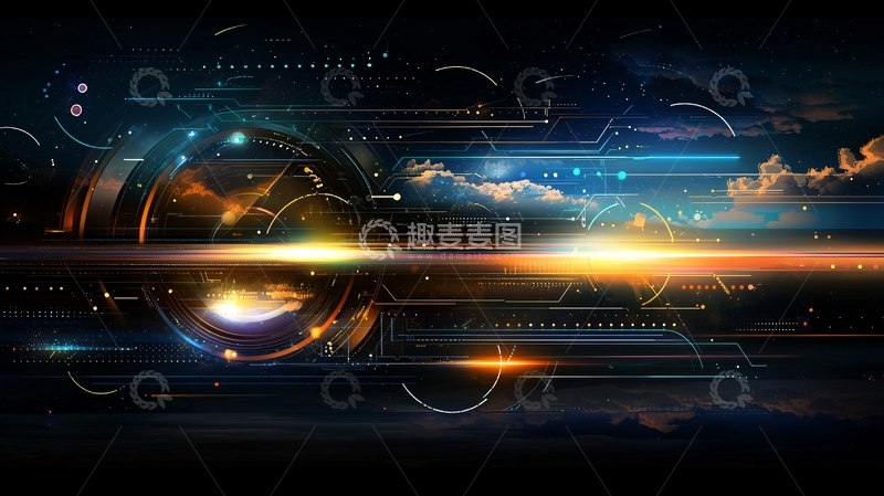 高清大图下载【趣麦麦图】科技感光效背景