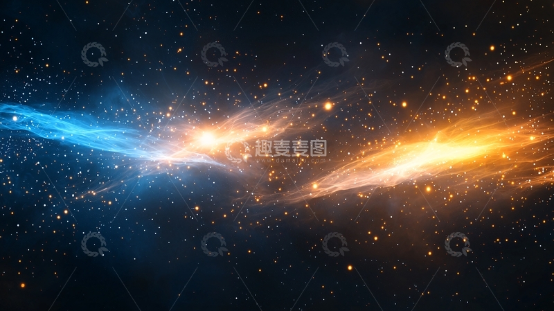 高清大图下载【趣麦麦图】蓝色与金色星云交汇