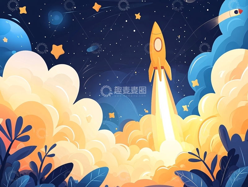 高清大图下载【趣麦麦图】火箭发射升空