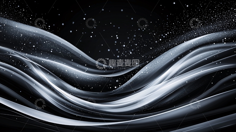 高清大图下载【趣麦麦图】流动银色线条背景