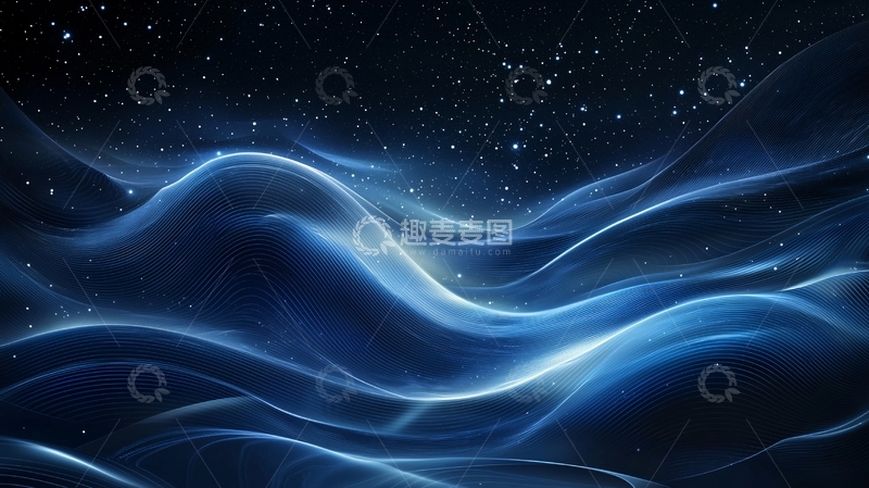 高清大图下载【趣麦麦图】蓝色星空抽象光线水波纹