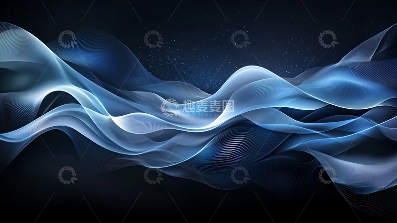 高清大图下载【趣麦麦图】蓝色烟雾曲线背景